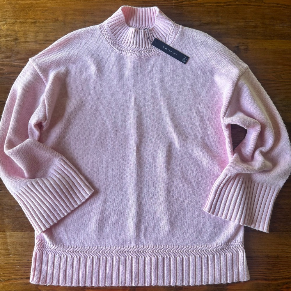 Tahari Pink Mock Pullover Sweater Medium